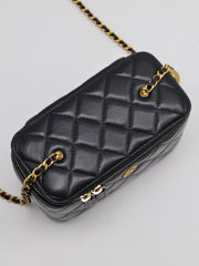 CHANEL Lambskin Pearl Crush Long Vanity Case - Black with Gold Hardware