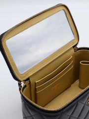 CHANEL Lambskin Pearl Crush Long Vanity Case - Black with Gold Hardware