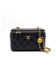 CHANEL Lambskin Pearl Crush Long Vanity Case - Black with Gold Hardware