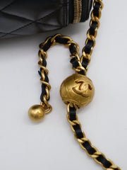 CHANEL Lambskin Pearl Crush Long Vanity Case - Black with Gold Hardware