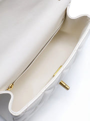 CHANEL 24P Caviar Mini Square Flap Bag with Pearl Top Handle – White with Gold Hardware
