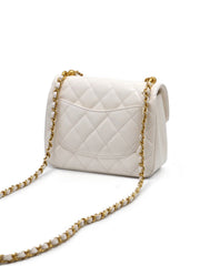 CHANEL 24P Caviar Mini Square Flap Bag with Pearl Top Handle – White with Gold Hardware