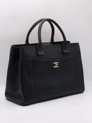 CHANEL Vintage Top Handle Briefcase - Black with Gold Hardware [Series 23]