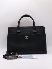 CHANEL Vintage Top Handle Briefcase - Black with Gold Hardware [Series 23]