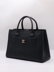 CHANEL Vintage Top Handle Briefcase - Black with Gold Hardware [Series 23]