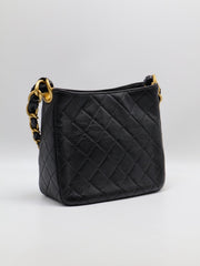 CHANEL 24S Hobo Shoulder Bag - Black with Gold Hardware