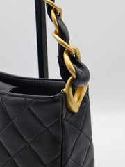CHANEL 24S Hobo Shoulder Bag - Black with Gold Hardware