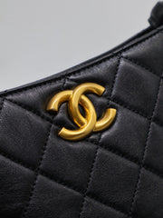 CHANEL 24S Hobo Shoulder Bag - Black with Gold Hardware