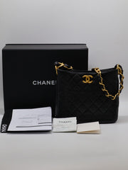 CHANEL 24S Hobo Shoulder Bag - Black with Gold Hardware
