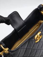 CHANEL 24S Hobo Shoulder Bag - Black with Gold Hardware