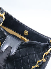 CHANEL 24S Hobo Shoulder Bag - Black with Gold Hardware