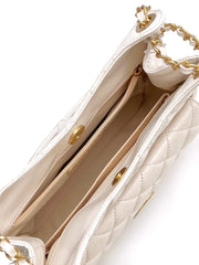 CHANEL Quilted Calfskin Medium Wavy CC Hobo Bag – White with Gold Hardware