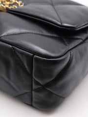 CHANEL 19 Quilted Lambskin Flap Bag 26 - Black with Gold Hardware