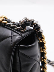 CHANEL 19 Quilted Lambskin Flap Bag 26 - Black with Gold Hardware
