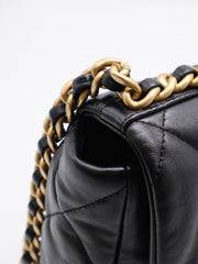 CHANEL 19 Quilted Lambskin Flap Bag 26 - Black with Gold Hardware