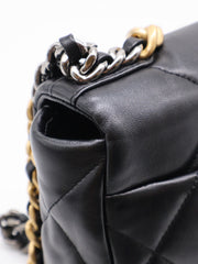 CHANEL 19 Quilted Lambskin Flap Bag 26 - Black with Gold Hardware