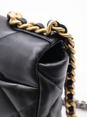 CHANEL 19 Quilted Lambskin Flap Bag 26 - Black with Gold Hardware