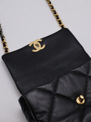CHANEL 19 Quilted Lambskin Flap Bag 26 - Black with Gold Hardware