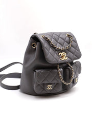 CHANEL Quilted Lambskin Small Duma Backpack – Dark Grey with Gold Hardware
