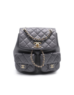 CHANEL Quilted Lambskin Small Duma Backpack – Dark Grey with Gold Hardware