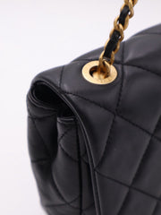 CHANEL 25P Pearl Interlaced Chain Flap Bag - Black with Gold Hardware