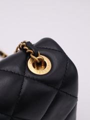 CHANEL 25P Pearl Interlaced Chain Flap Bag - Black with Gold Hardware