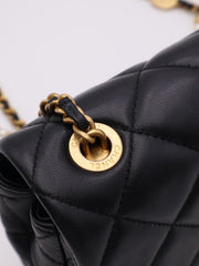 CHANEL 25P Pearl Interlaced Chain Flap Bag - Black with Gold Hardware