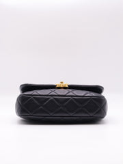 CHANEL 25P Pearl Interlaced Chain Flap Bag - Black with Gold Hardware