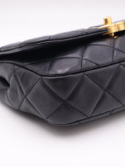 CHANEL 25P Pearl Interlaced Chain Flap Bag - Black with Gold Hardware