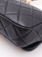 CHANEL 25P Pearl Interlaced Chain Flap Bag - Black with Gold Hardware