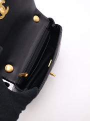 CHANEL 25P Pearl Interlaced Chain Flap Bag - Black with Gold Hardware