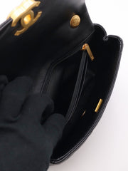 CHANEL 25P Pearl Interlaced Chain Flap Bag - Black with Gold Hardware