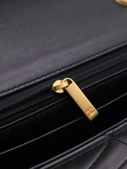 CHANEL 25P Pearl Interlaced Chain Flap Bag - Black with Gold Hardware