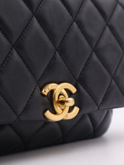 CHANEL 25P Pearl Interlaced Chain Flap Bag - Black with Gold Hardware