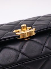 CHANEL 25P Pearl Interlaced Chain Flap Bag - Black with Gold Hardware