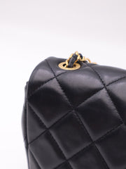 CHANEL 25P Pearl Interlaced Chain Flap Bag - Black with Gold Hardware