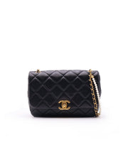 CHANEL 25P Pearl Interlaced Chain Flap Bag - Black with Gold Hardware