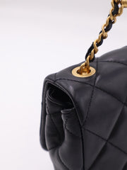 CHANEL 25P Pearl Interlaced Chain Flap Bag - Black with Gold Hardware