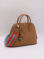 HERMES Bolide 25 - Biscuit with Silver Hardware & Woven Strap [U]