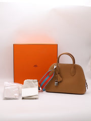 HERMES Bolide 25 - Biscuit with Silver Hardware & Woven Strap [U]