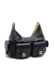CHANEL 25C Large Hobo Bag Small - Black with Gold Hardware
