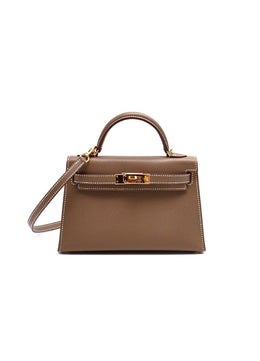 HERMES Mini Kelly II - Etoupe with Gold Hardware
