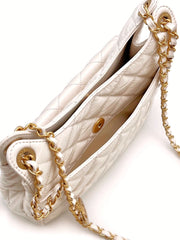 CHANEL Quilted Calfskin Medium Wavy CC Hobo Bag – White with Gold Hardware