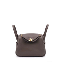 HERMES Mini Lindy - Etain with Gold Hardware [Y]