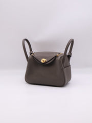 HERMES Mini Lindy - Etain with Gold Hardware [Y]