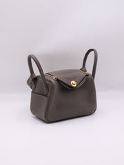 HERMES Mini Lindy - Etain with Gold Hardware [Y]