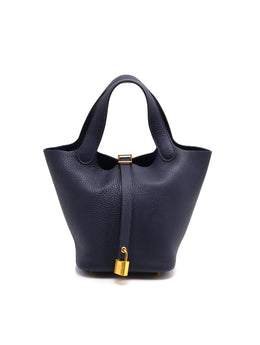 HERMES Picotin 18 - Bleu Nuit with Gold Hardware