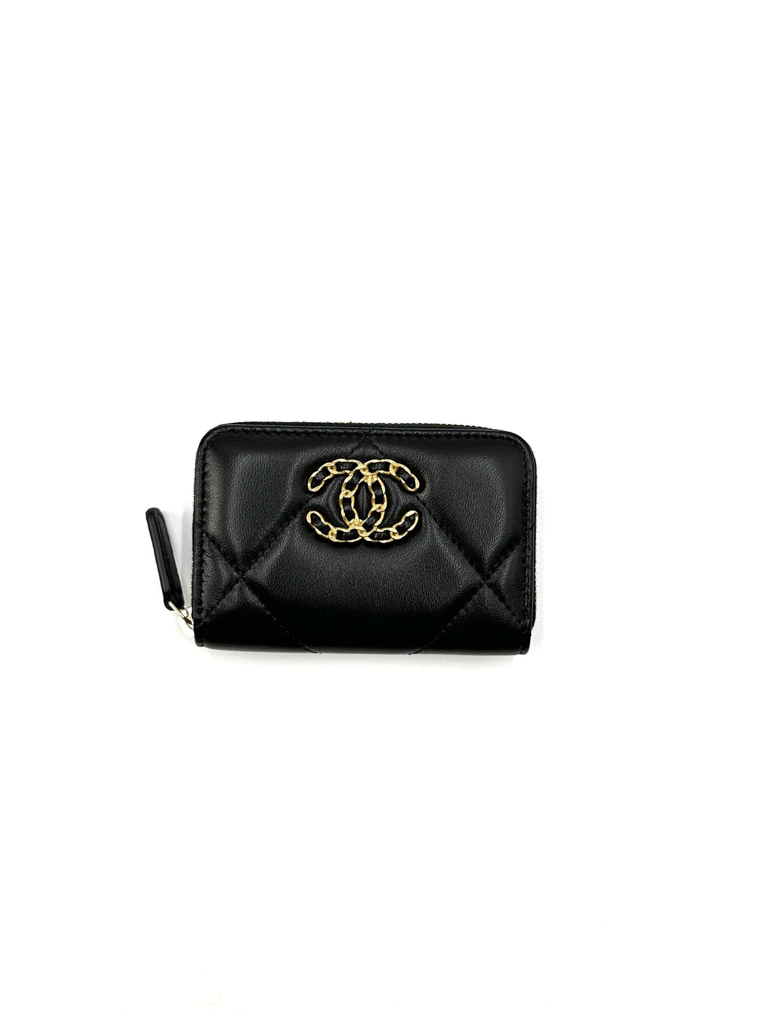 CHANEL 19 Zipped Around Coin Case - Black with Gold Hardware