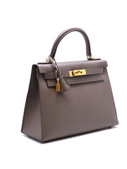 HERMES Kelly 28 - Gris Etain with Gold Hardware