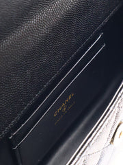 CHANEL Caviar Top Handle Kelly Clutch with Chain - Black with Gold Hardware